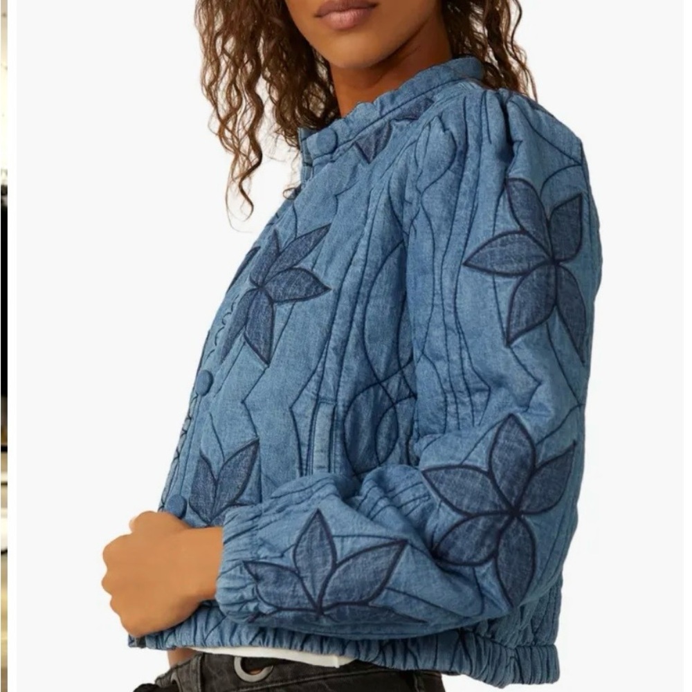 FREE PEOPLE Quinn Quilted Cotton Denim Jacket-NWT - Picture 3 of 6